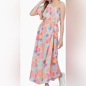 America and Beyond Cotton candy one shoulder cut out maxi dress size medium